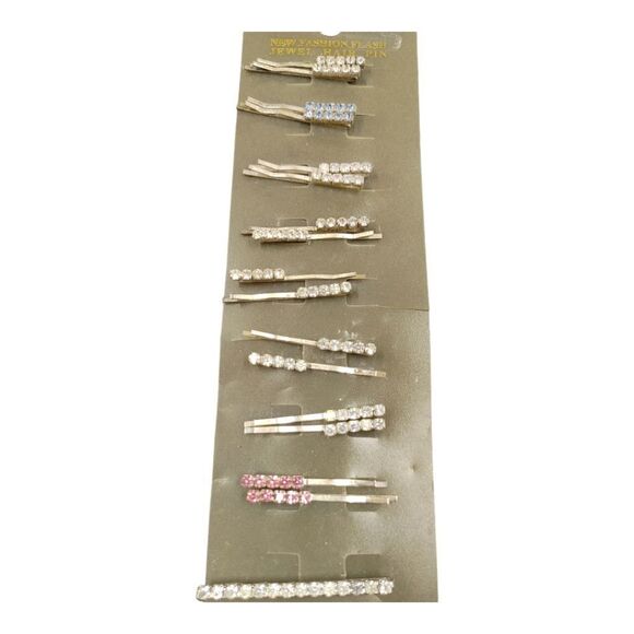 NEW FASHION FLASH JEWEL HAIR PIN WITH RHINESTONES SET. 17 ITEMS. - Picture 2 of 2